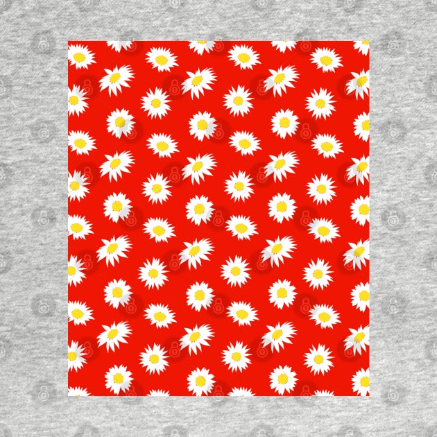 90’s Daisy Ditsy Pattern on Red by OneThreeSix